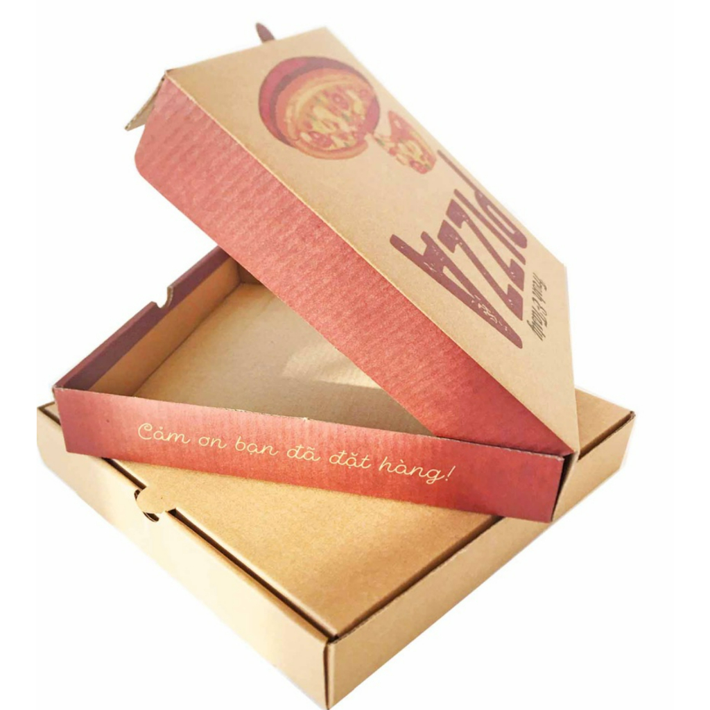 HỘP ĐỰNG PIZZA - In màu - dày dặn - kích thước 16cm, 18cm, 20cm, 22cm, 24cm, 26cm