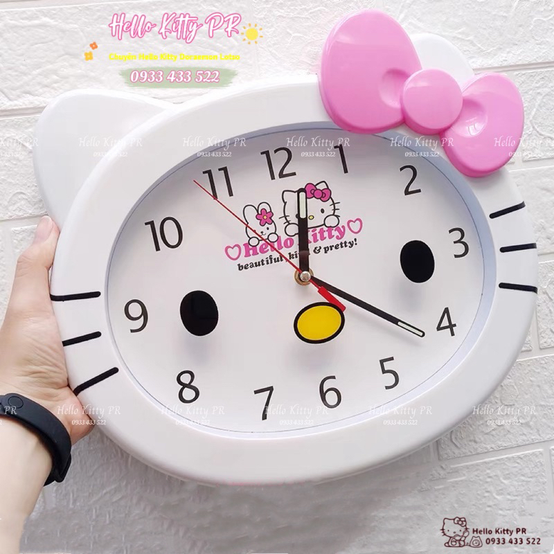 Đồng hồ treo tường Hello Kitty kim trôi chống ồn