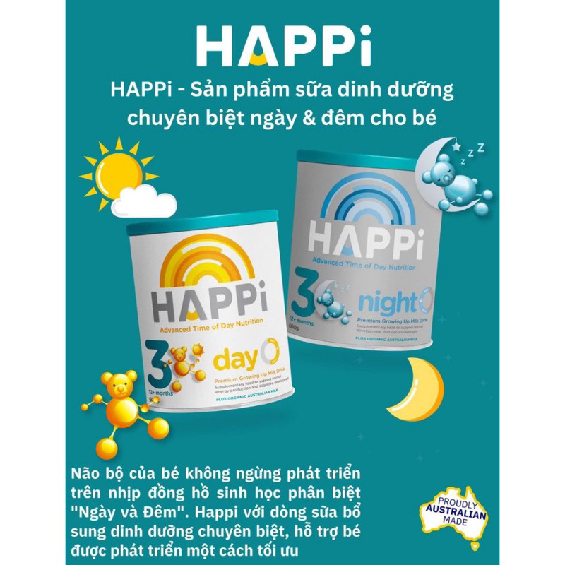 Hàng Air 100% Sữa Happi Day Infant Formula ngày và đêm 600gr - Hàng Úc