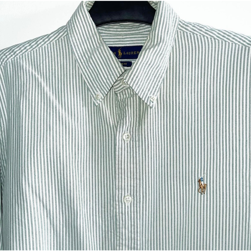 ÁO SƠMI NAM,NỮ VẢI OXFORD 100%  COTTON, TAY DÀI, DÁNG PHONG CÁCH CHÂU ÂU, MÀU XANH LÁ KẺ TRẮNG.