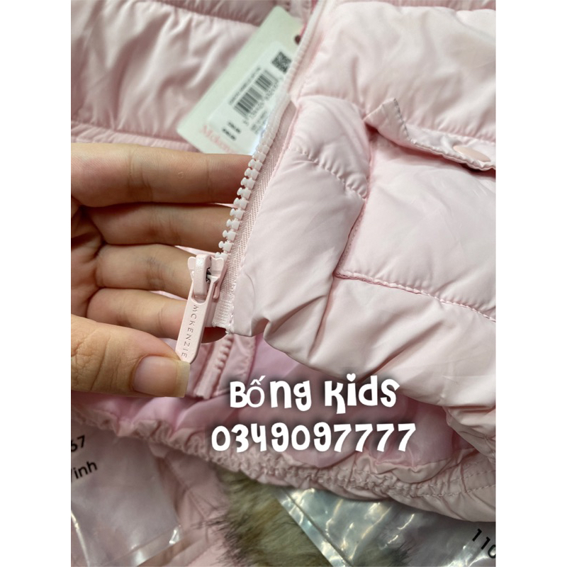 Áo Phao Bé Gái Túi Nắp Mềm Nhẹ Hồng McKenzie