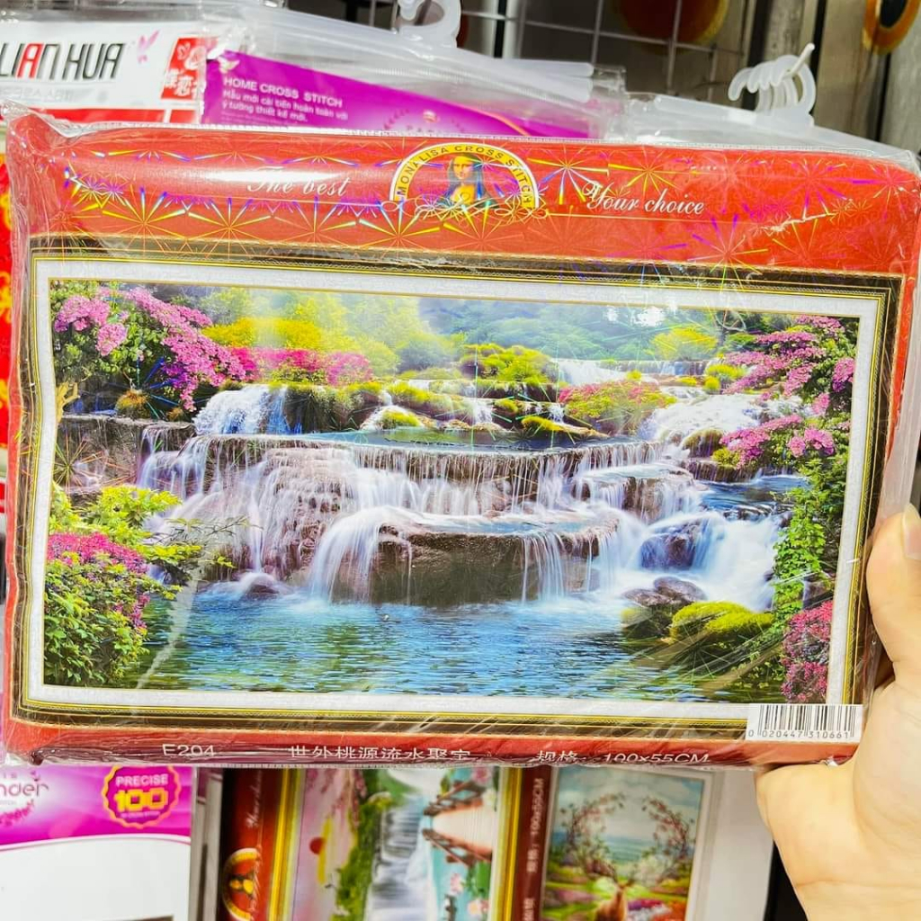 Tranh thêu kín phong cảnh Sơn Thủy- Tiền Vào Như Nước