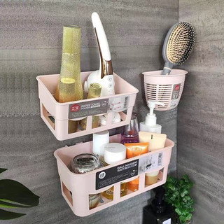 [Chứa Được Đủ Thứ] Kệ Nhựa Treo Tường Nhà Tắm, Nhà Bếp Dán Tường Chịu Lực Hình Chữ Nhật