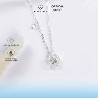 Dây chuyền bạc 925 blue peach daisy 4 chấu đá vn dc703
