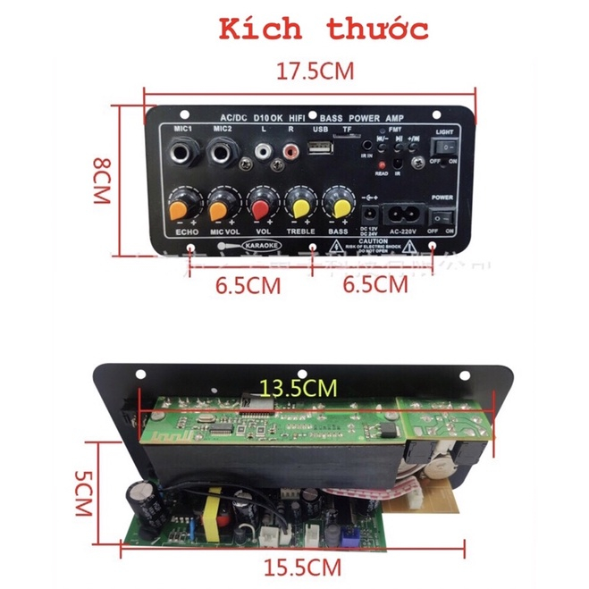 Mạch loa D10 mạch khuếch đại âm thanh khuếch đại âm thanh Karaoke bluetooth 5.0 dàn karaoke gia đình 2 mic