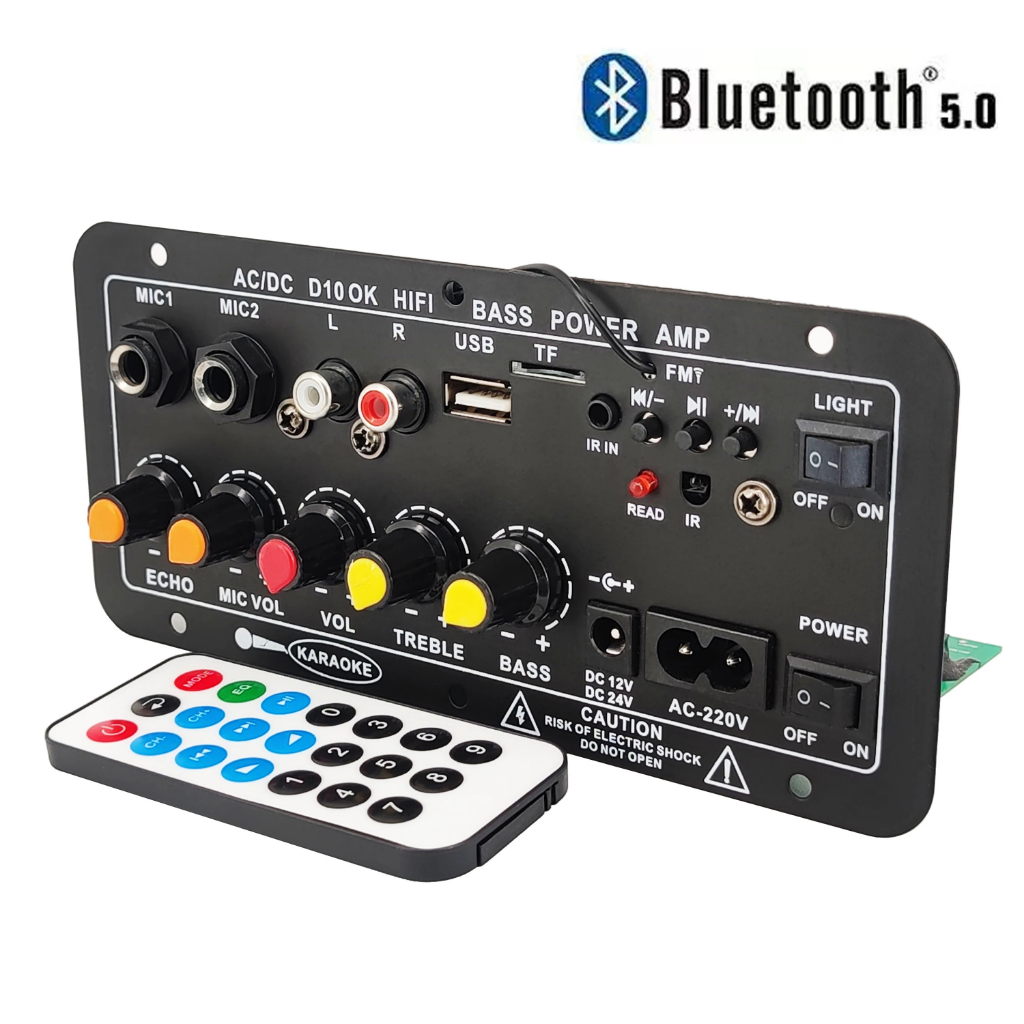 Mạch loa D10 mạch khuếch đại âm thanh khuếch đại âm thanh Karaoke bluetooth 5.0 dàn karaoke gia đình 2 mic