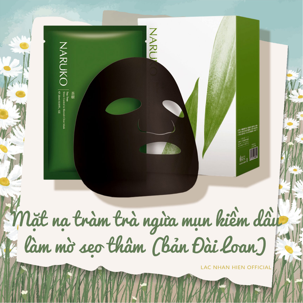 HỘP 08 MIẾNG MẶT NẠ TRÀM TRÀ NGỪA MỤN KIỀM DẦU MỜ SẸO NARUKO TEA TREE SHINE CONTROL & BLEMISH CLEAR MASK