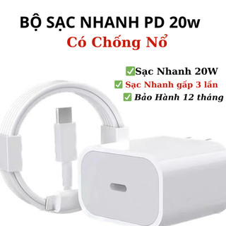 Bộ sạc nhanh pd 20w usb-c- sạc siêu nhanh-không nóng máy cho iphone