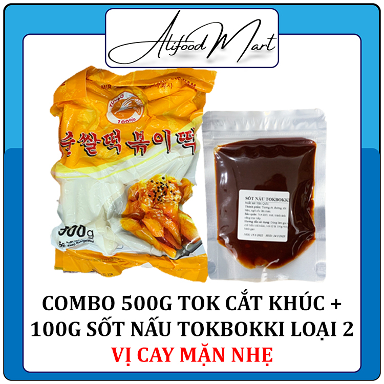 Combo 500g Bánh Gạo Cắt Khúc Gói Vàng + 100g Sốt Tokbokki