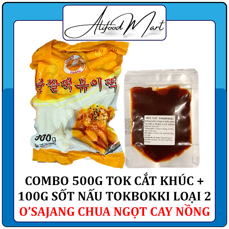 Combo 500g Bánh Gạo Cắt Khúc Gói Vàng + 100g Sốt Tokbokki