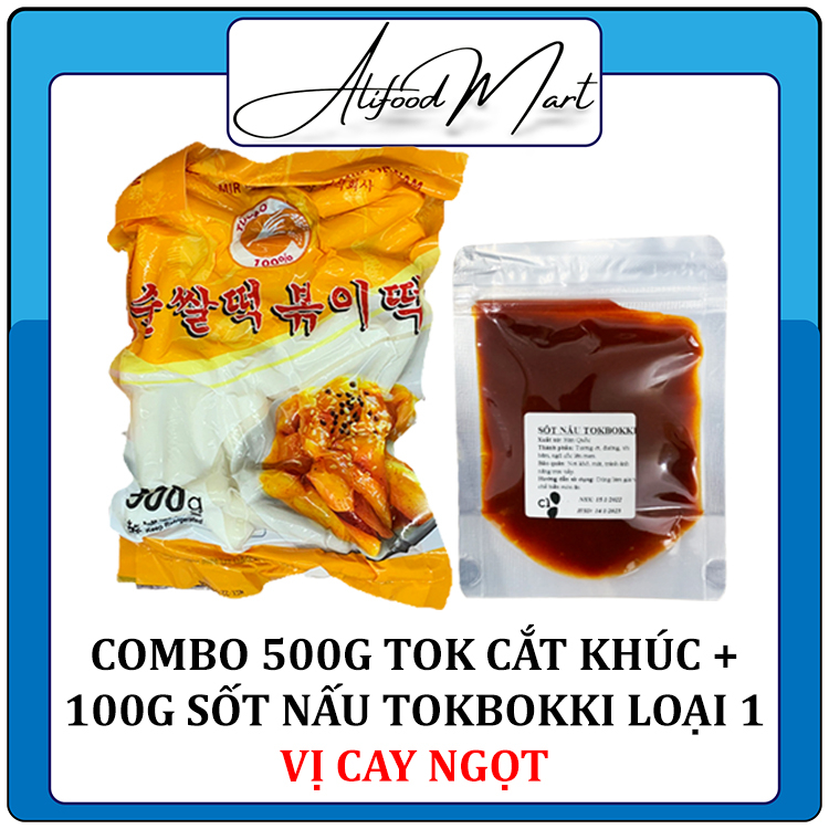 Combo 500g Bánh Gạo Cắt Khúc Gói Vàng + 100g Sốt Tokbokki