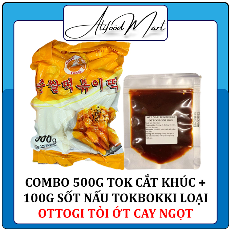 Combo 500g Bánh Gạo Cắt Khúc Gói Vàng + 100g Sốt Tokbokki