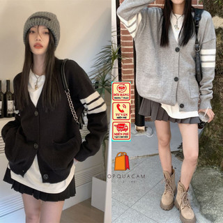 Áo Cadigan Dáng Dài, Áo Khoác Len From Rộng Bigsz Phong Cách Cá Tính Phối Tay Sọc 2 Bên Phù Hợp Mọi Lứa Tuổi Shopquacam