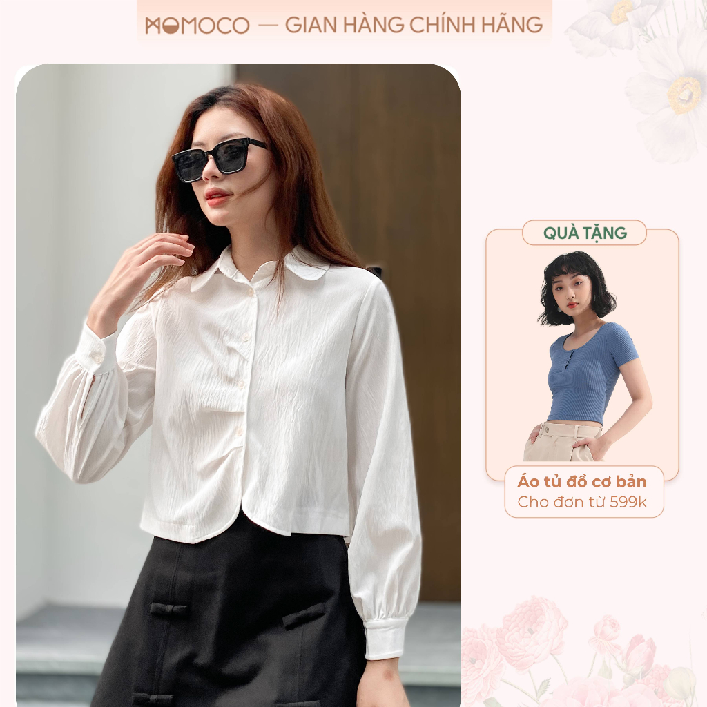 Áo Sơ Mi Nữ MOMOCO Dáng Lửng Thiết Kế Dúm 1 Bên Cách Điệu Nữ Tính Chất Vải Cao Cấp Thoáng Mát M3089