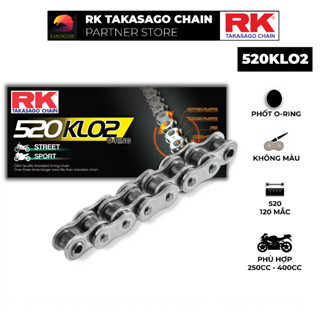 Sên xe phân khối lớn RK Takasago Chain mã 520-KLO2, không màu, phốt cao su O-ring, kích thước 520, 120 mắc sên