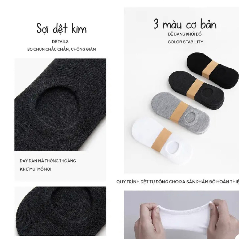 Tất vớ nam nữ trơn cotton mang dưới mắt cá chân kháng khuẩn MRSOCKS VL020