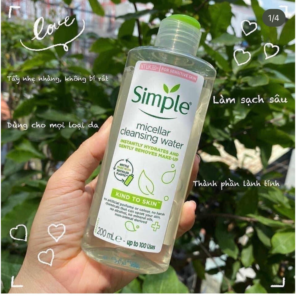 Nước Tẩy Trang Simple Micellar Cleansing Water Cho Da Nhạy Cảm 200ml