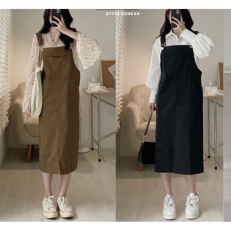 Yếm Váy Kaki Xẻ Tà Bigsize từ 50 đến 70kg Thời Trang King Jean