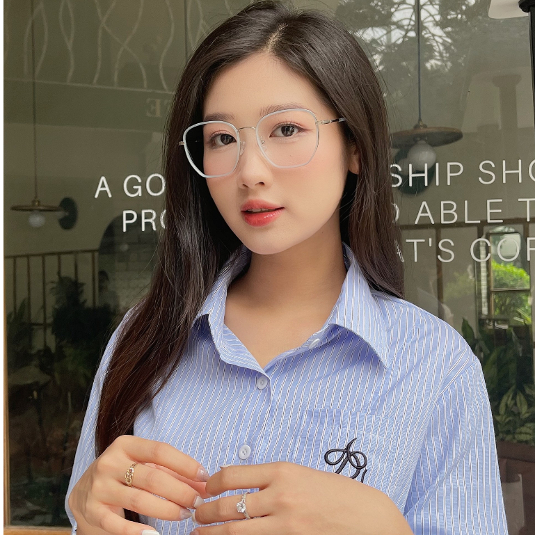 Gọng kính cận LILYEYEWEAR mắt bo tròn càng bọc kim loại chắc chắn màu sắc thời trang 9315