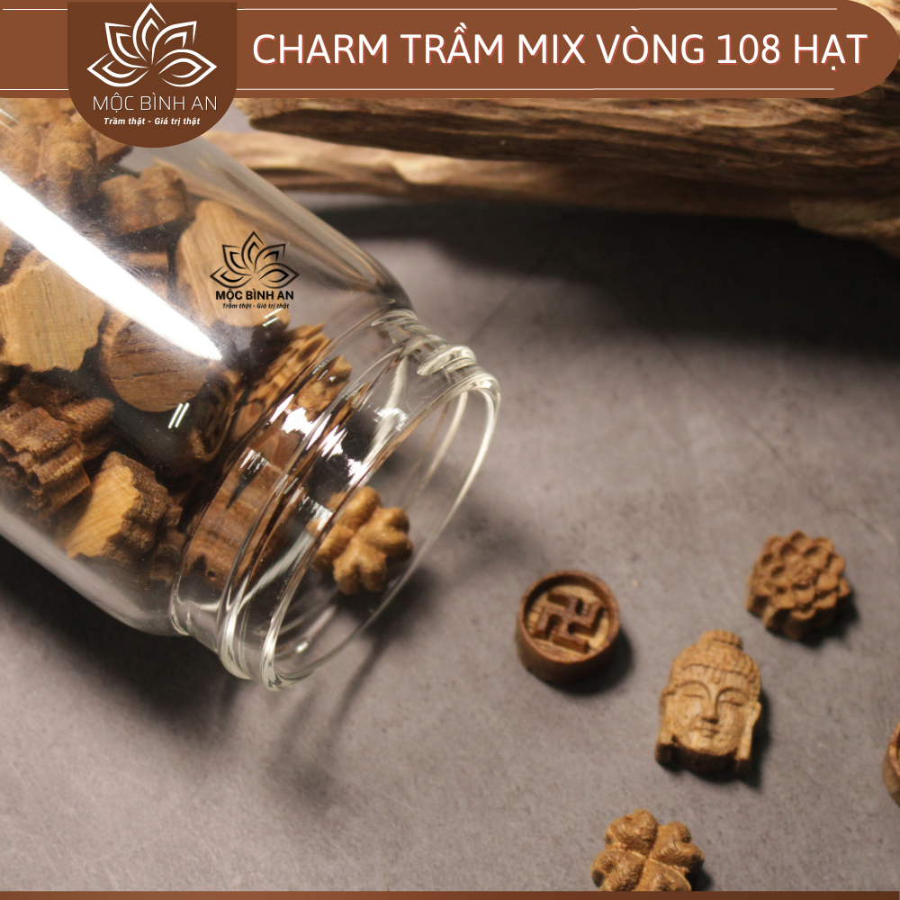 Hạt charm trầm hương phụ kiện mix vòng tay trầm hương, chất liệu trầm tốc mùi thơm nhẹ, đa dạng mẫu | Mộc Bình An