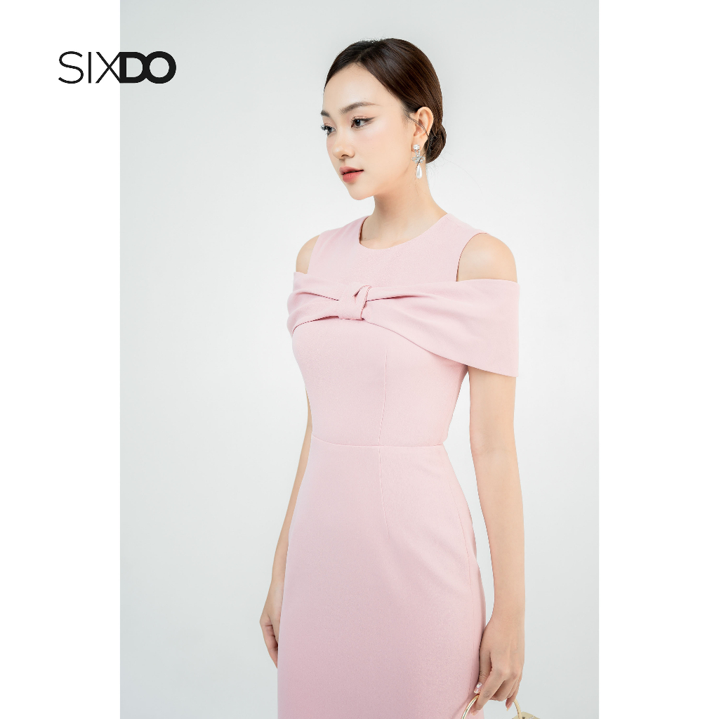 Đầm khoét vai SIXDO (Pink Cape Midi Woven Dress)