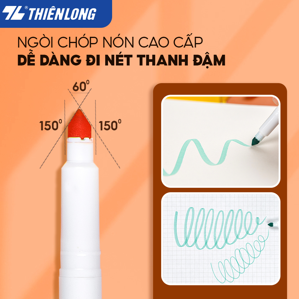 Bút lông màu Fiber Pen Washable Thiên Long 36 màu - Nét mảnh nét to - Colokit SWM-C006