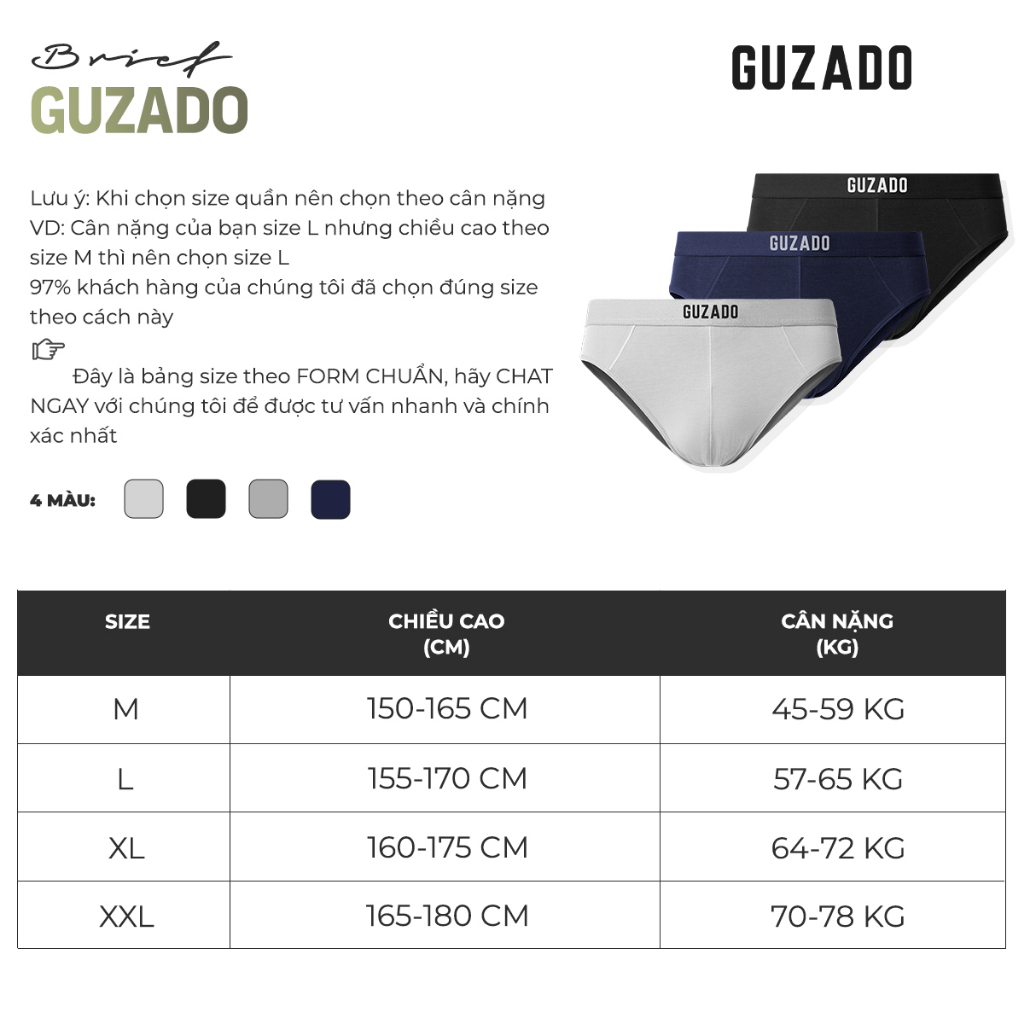 Quần Lót Nam Guzado Mẫu Brief Chất Cotton Kháng Khuẩn Cực Tốt GBF01