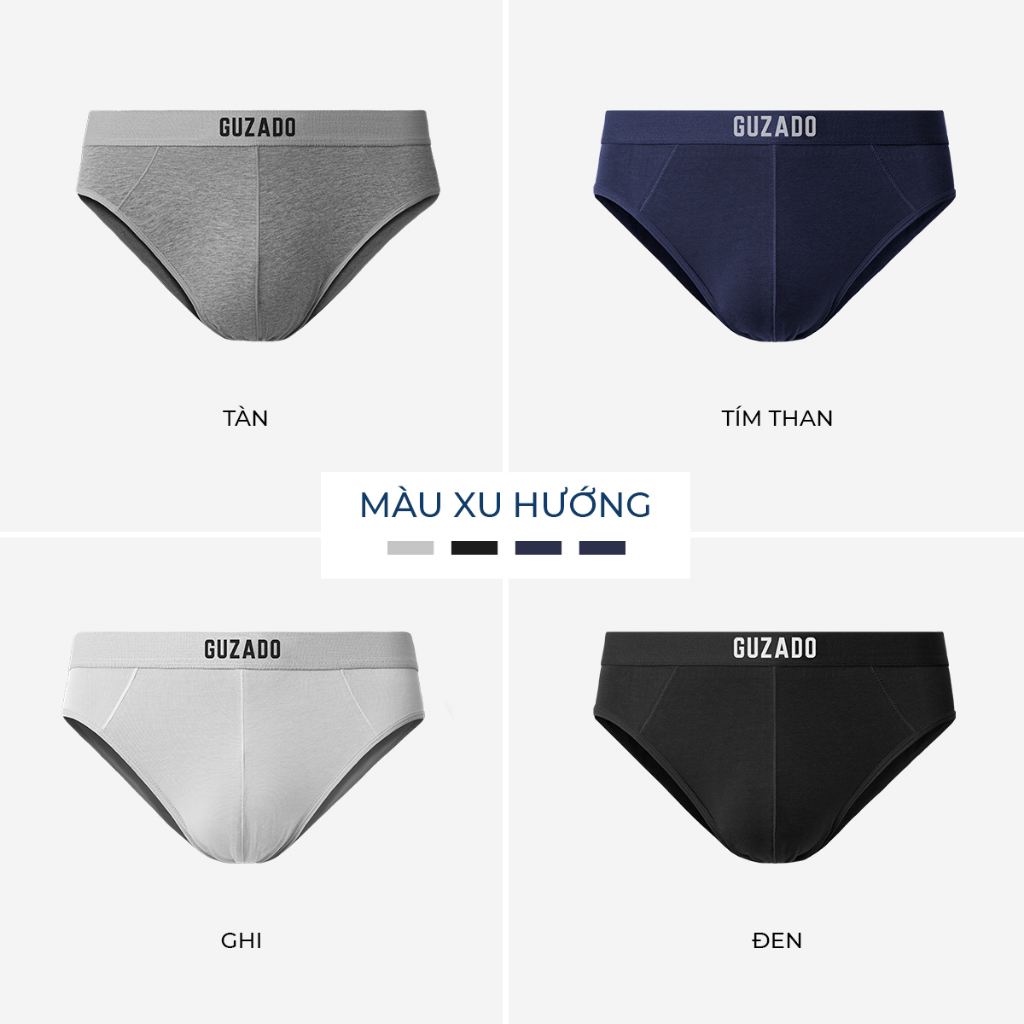 Combo 2 quần sịp nam Guzado Mẫu Brief Cotton Kháng Khuẩn Cực Tốt CB2GBF01