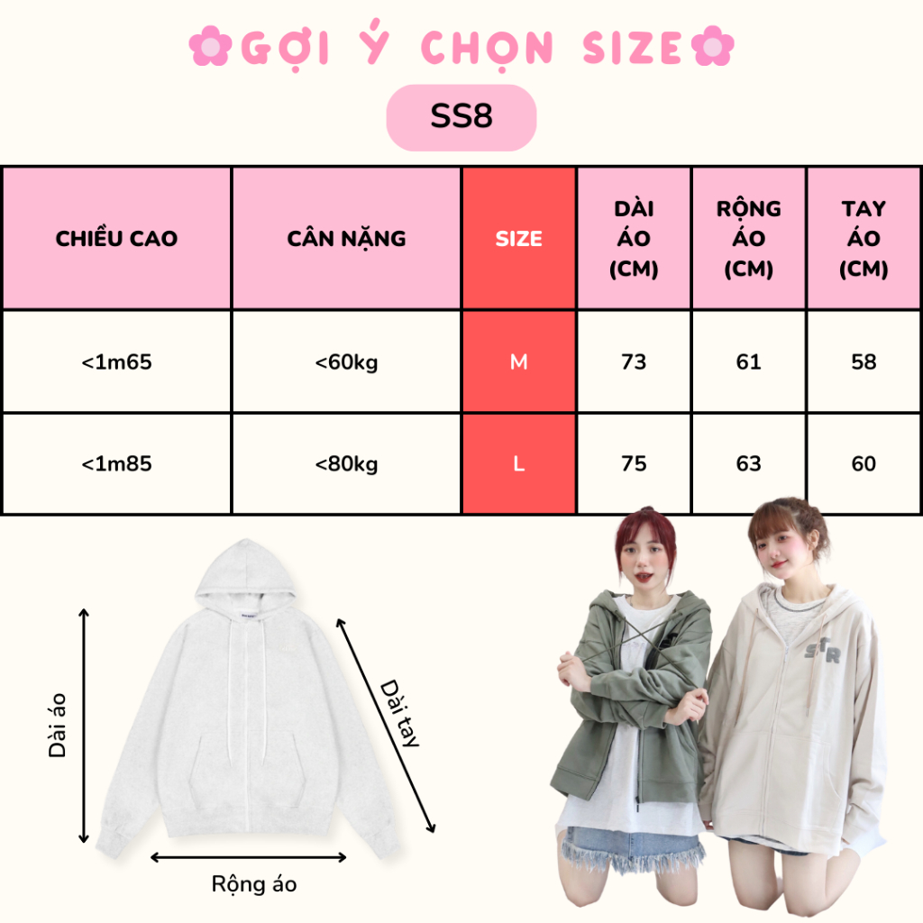Áo Hoodie Zip SS8 cào bông A2497+ SS2 oversize unisex thêu logo  A1053