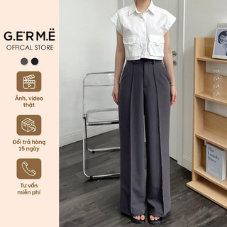 Quần Ống Suông Nữ Dáng Dài Ly Gập, Quần Ống Rộng Có Đỉa Hàng Thiết Kế QVND072301 By Germe