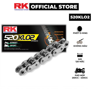 Sên xe phân khối lớn RK Takasago chain mã 520-KLO2, không màu, phốt cao su O-ring, kích thước 520, 120 mắc sên