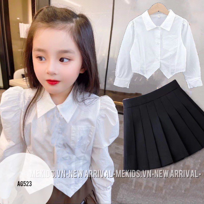 Áo sơ mi trắng bé gái các kiểu