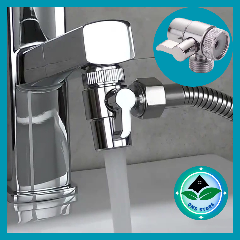 Đầu nối vòi nước,van chia nước QMS - PK102 vòi lavabo, chậu rửa mặt ra sen tắm bằng hợp kim mạ crom không han gỉ