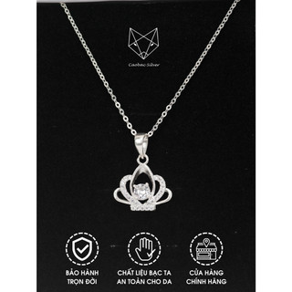 Dây Chuyền Bạc Ta Cao Cấp CaoBac Silver Hoạ Tiết Vương Miệng Ổ Đá Viền Trơn Viền Đá Lấp Lánh Thanh Lịch Nhẹ Nhàng