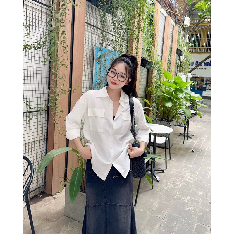 Áo Sơmi Basic 2 Túi Trước Dài Tay SHE NN