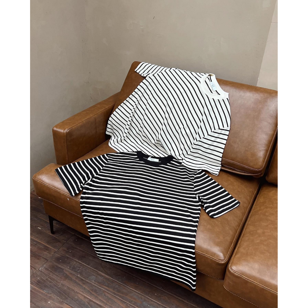 Áo Thun Nam Basic Phối Kẻ Cực Trẻ Trung Năng Động