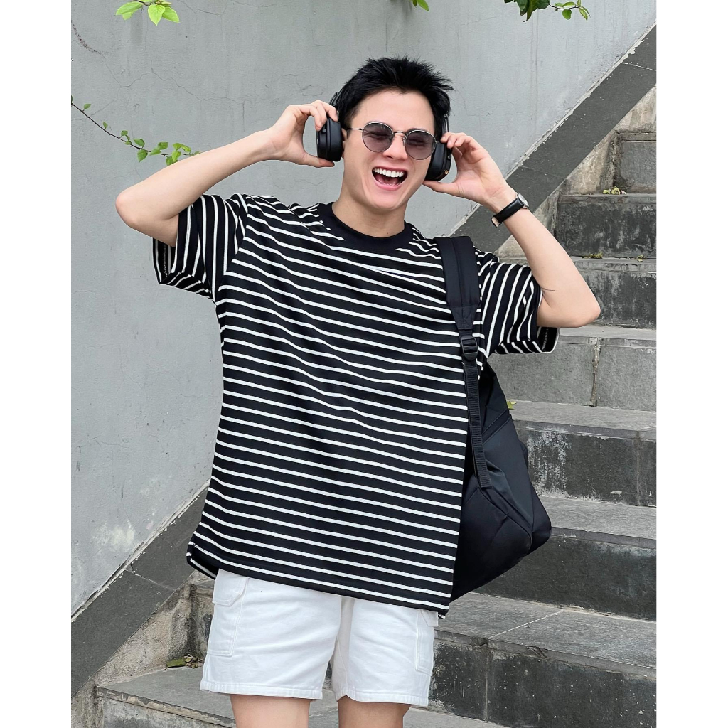 Áo Thun Nam Basic Phối Kẻ Cực Trẻ Trung Năng Động