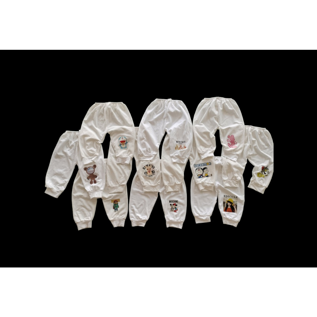 Set 10 quần dài trắng cute cho bé trai bé gái