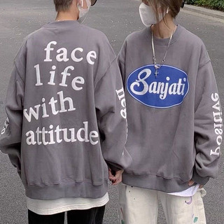 Áo Sweater dài tay Sanjiati chất cotton nỉ chân cua form rộng