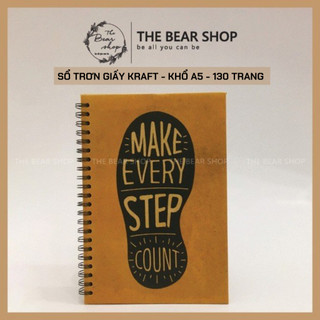 MAKE EVERY STEP - Sổ tay ghi chép handmade vintage có dòng kẻ Khổ A5 bìa cứng giấy kraft - The Bear Shop