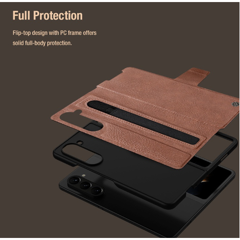 Bao da Gập 2 mặt Nillkin cho Samsung Z Fold 5/ Z Fold 4/ Z Fold 3 5G có ngăn gài bút bảo vệ máy siêu tốt full box
