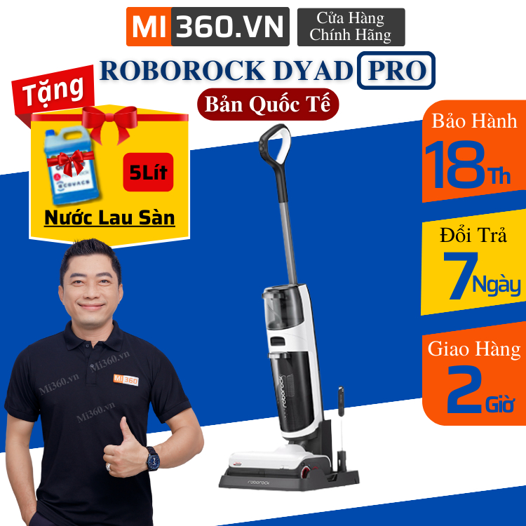 Máy Hút Bụi Lau Nhà Ướt Và Khô Xiaomi Roborock Dyad Pro | Dyad Pro Combo - Bản Quốc Tế - BH 12 Tháng