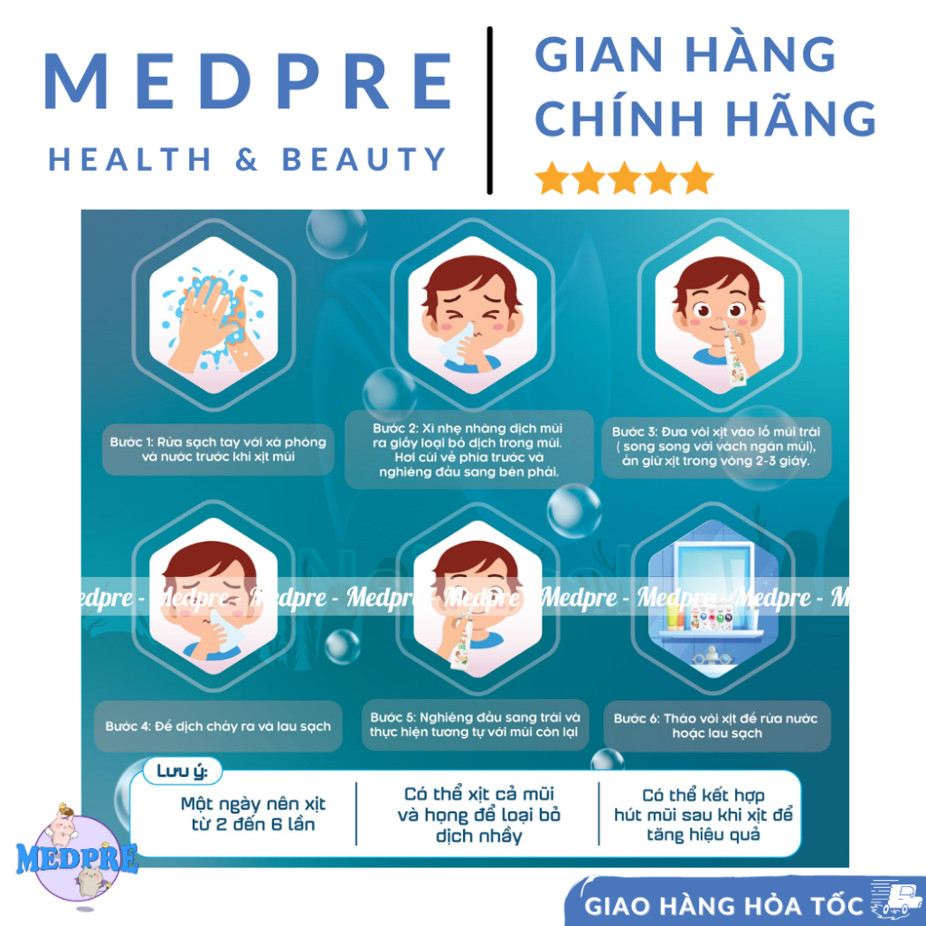 Dung dịch nước muối biển sâu xịt mũi/ xịt tai Nebusal Spray/ Nebusal Ear Spray - Vệ sinh, bảo vệ tai mũi cả nhà - Medpre