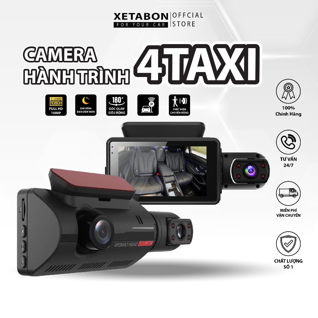 [Chính hãng]Camera hành trình 4Taxi XeTaBon ghi hình DVR 1080P cam hồng ngoại tặng kèm thẻ nhớ