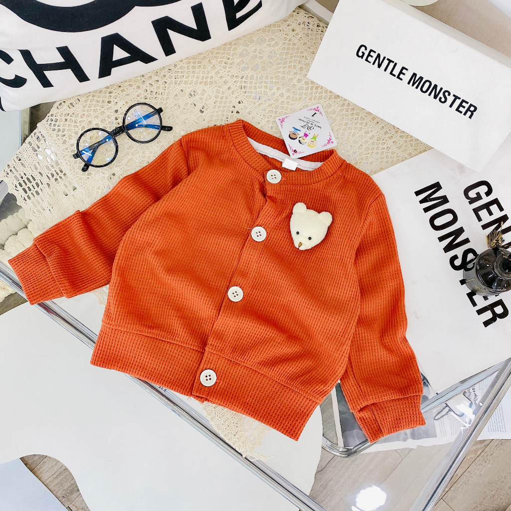 Áo khoác cho bé, Áo khoác Cadigan tổ ong 2 màu cho bé gái 8-18kg