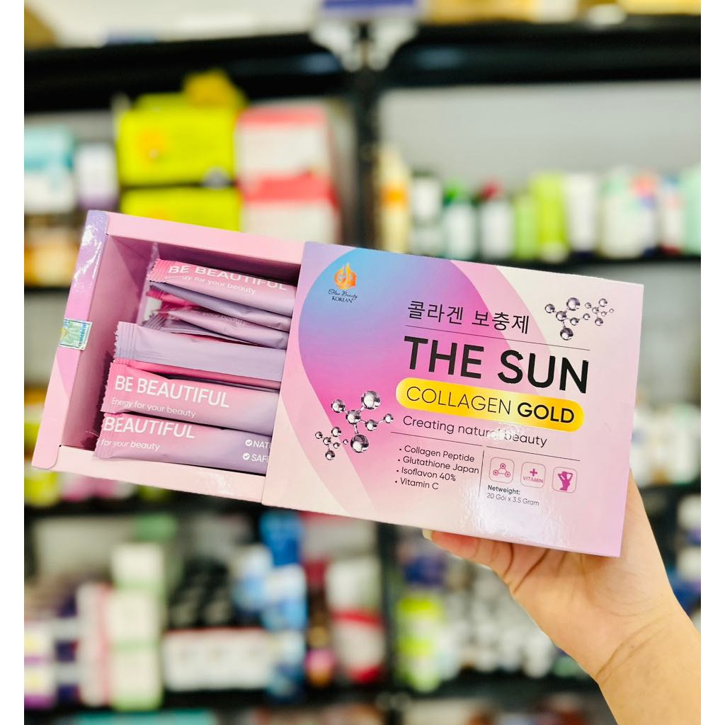 Colagen the sun gold Trắng Da, Chống Nắng - Collagen the sun Hỗ trợ Trắng da mờ nám- hộp 20 gói