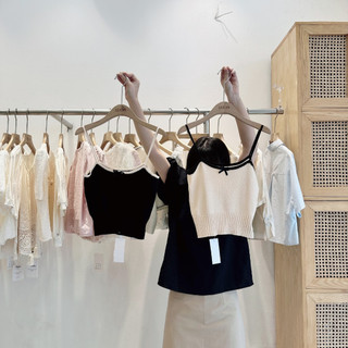 Áo 2 dây len mịn dáng croptop