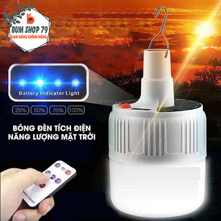 Bóng đèn tích điện năng lượng mặt trời siêu sáng kèm remote điều khiển, Đèn tích điện siêu sáng điều khiển từ xa