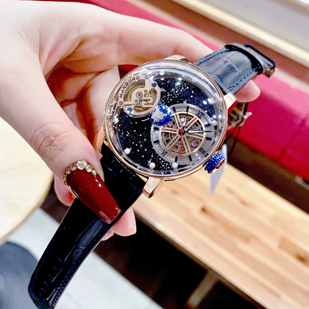 Đồng hồ nam Hanboro 1008 Men Luxury Watch 44mm Automatic Wristwatch Luminous, Authentic, Full box, Luxury Diamond Watch