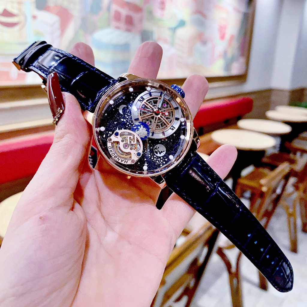 Đồng hồ nam Hanboro 1008 Men Luxury Watch 44mm Automatic Wristwatch Luminous, Authentic, Full box, Luxury Diamond Watch